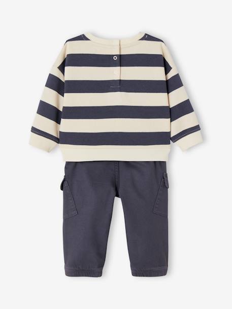 Jungen Baby-Set: gestreiftes Sweatshirt & Cargohose schieferblau 6