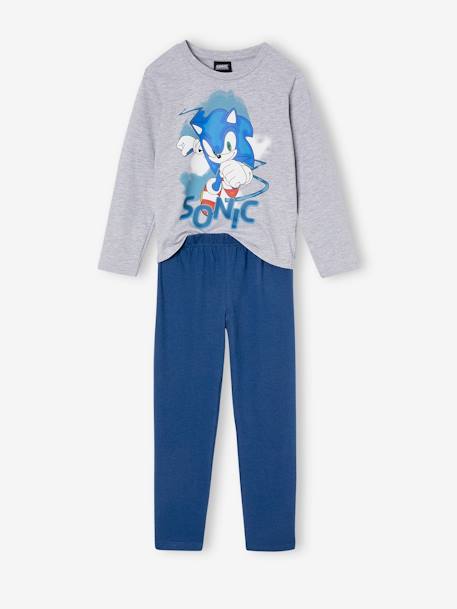 Jungen Schlafanzug SONIC grau meliert 1