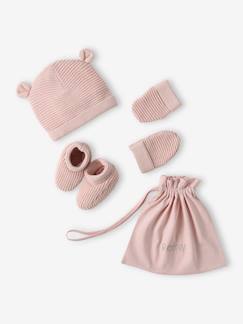 Babymode-Accessoires-Mützen, Schals & Handschuhe-Baby-Set: Mütze, Fäustlinge & Schühchen im Geschenkbeutel Oeko Tex