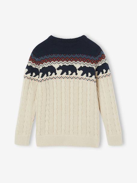 Jungen Jacquard-Pullover mit Zopfmuster Oeko-Tex weiß meliert 2