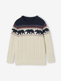 Jungen Jacquard-Pullover mit Zopfmuster Oeko-Tex  [numero-image]