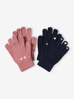 Maedchenkleidung-Accessoires-2er-Pack mitwachsende Mädchen Handschuhe, Herzen