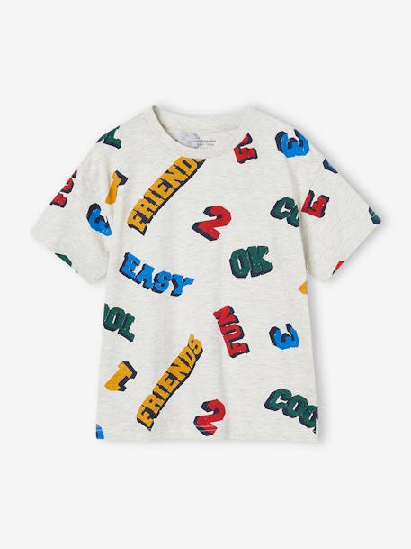 Jungen T-Shirt mit XXL-Schriftzügen weiß meliert 1