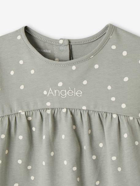 Baby Shirt mit Print aus Bio-Baumwolle, personalisierbar hellbraun+salbeigrün+vanille 7