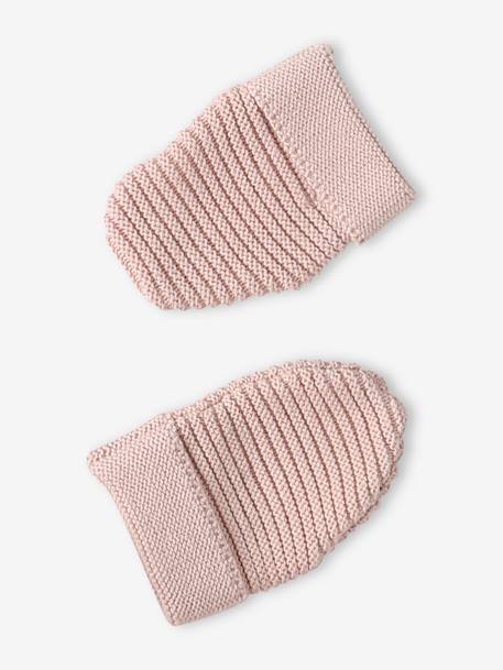 Baby-Set: Mütze, Fäustlinge & Schühchen im Geschenkbeutel jeansblau+pudrig rosa+wollweiß 11