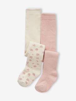 Babymode-Socken & Strumpfhosen-2er-Pack Mädchen Baby Strumpfhosen Blumen & Ripp Oeko-Tex