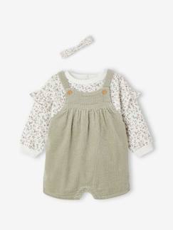 -Mädchen Baby-Set: Sweatshirt, Latzhose & Haarband