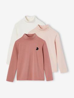 Maedchenkleidung-Shirts & Rollkragenpullover-Rollkragenpullover-3er-Pack Mädchen Shirts mit Stehkragen BASIC Oeko-Tex