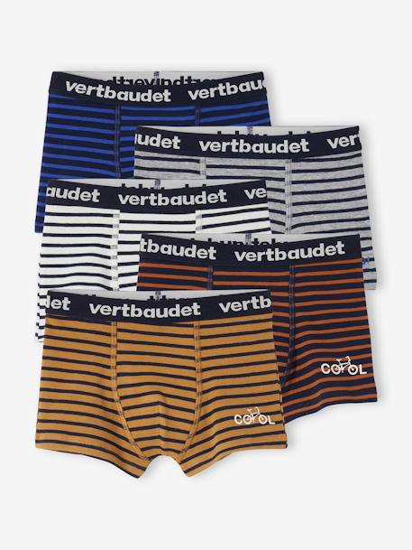 Bio-Kollektion: 5er-Pack Jungen Boxershorts mit Streifen, Stretch wollweiß 1