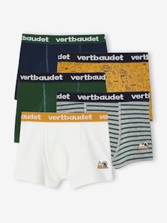 Jungenkleidung-Unterwäsche & Socken-Unterhosen & Boxershorts-Bio-Kollektion: 5er-Pack Jungen Boxershorts aus Stretch