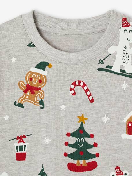 Jungen Weihnachts-Sweatshirt mit lustigem Print grau meliert 3