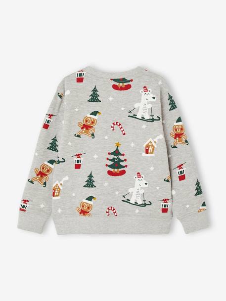 Jungen Weihnachts-Sweatshirt mit lustigem Print grau meliert 2