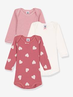 -3er-Pack Mädchen Baby Langarm-Bodys mit Herzen PETIT BATEAU