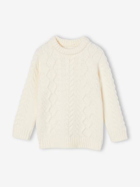 Jungen Zopfstrickpullover Oeko-Tex tannengrün+wollweiß 7