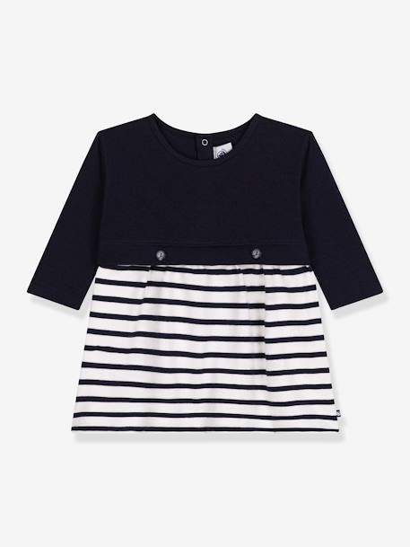 Mädchen Baby Kleid, 2-in-1-Look PETIT BATEAU Oeko-Tex marine 1