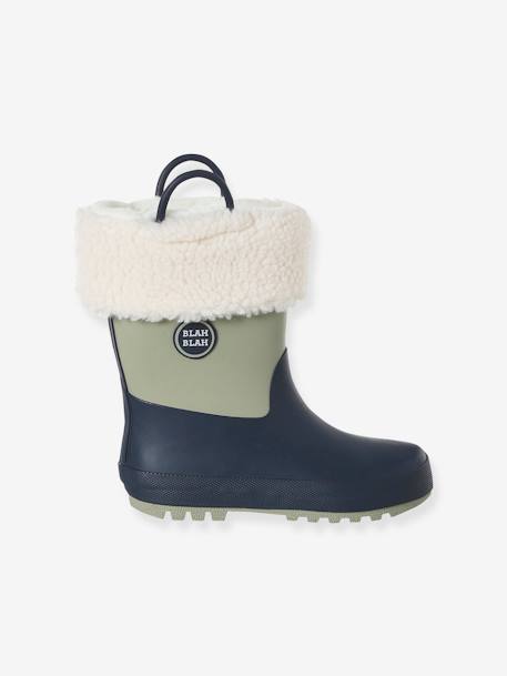 Warm gefütterte Kinder Gummistiefel mit Henkeln set blau 3