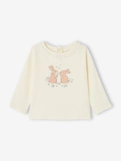 Babymode-Shirts & Rollkragenpullover-Bio-Kollektion: Geripptes Baby Shirt HASEN mit Zierkragen