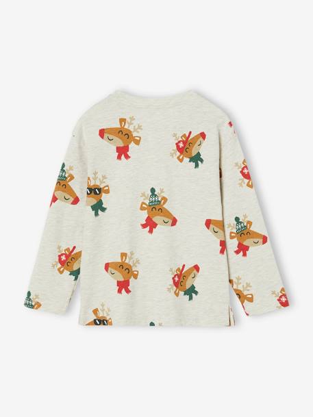 Jungen Weihnachts-Shirt mit lustigem Print weiß meliert 2