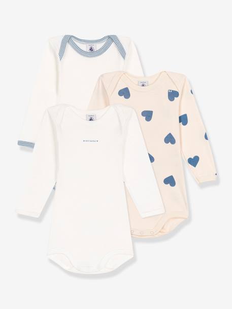 3er-Pack Baby Schlupfbodys PETIT BATEAU graublau 1