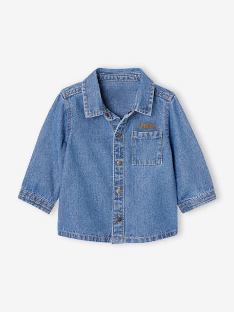 Baby Jeanshemd mit Druckknöpfen, personalisierbar blue stone 6