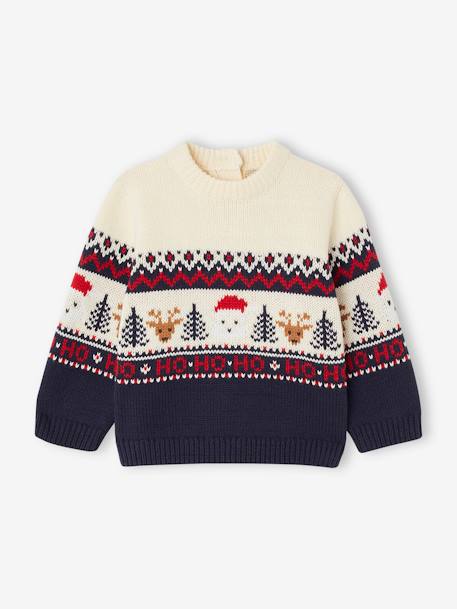 Baby Jacquardpullover Capsule FAMILY HO HO HO marine+rot 1