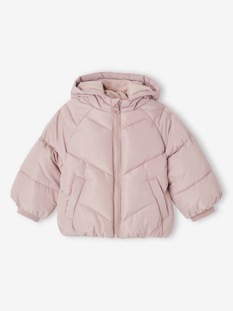 Mädchen Baby Steppjacke mit Kapuze und Recycling-Polyester pudrig rosa 1