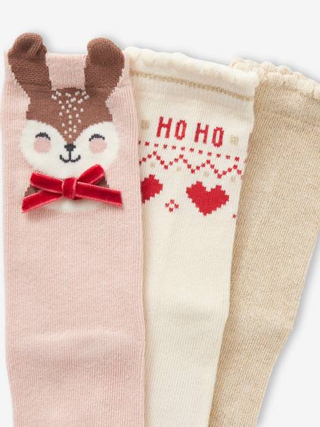 Mädchen Weihnachts-Geschenkset: 3 Paar Socken Oeko-Tex pudrig rosa 3