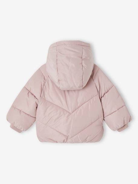 Mädchen Baby Steppjacke mit Kapuze und Recycling-Polyester pudrig rosa 2