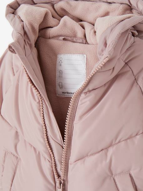 Mädchen Baby Steppjacke mit Kapuze und Recycling-Polyester pudrig rosa 3