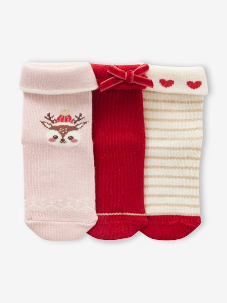 Mädchen Baby Weihnachts-Geschenkset: 3 Paar Socken Oeko-Tex pudrig rosa 2