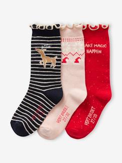 -Mädchen Geschenk-Set: 3 Paar Weihnachts-Socken Oeko-Tex