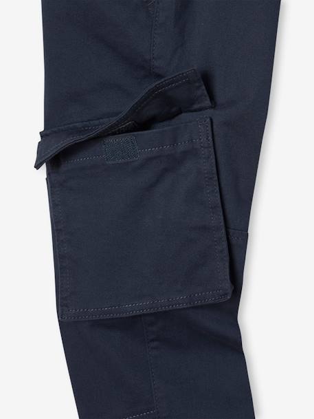 Jungen Cargohose mit geradem Bein, Hüftweite REGULAR bronze+nachtblau 12