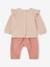 Baby-Set: Sweatshirt & Hose beige meliert+rosa+wollweiß 10