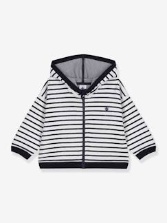 Babymode-Pullover, Strickjacken & Sweatshirts-Sweatshirts-Jungen Sweatjacke mit Kapuze PETIT BATEAU