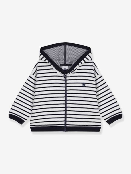 Jungen Sweatjacke mit Kapuze PETIT BATEAU blau gestreift 1