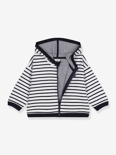 Jungen Sweatjacke mit Kapuze PETIT BATEAU blau gestreift 2