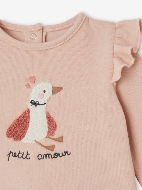 Baby-Set: Sweatshirt & Hose beige meliert+rosa+wollweiß 11