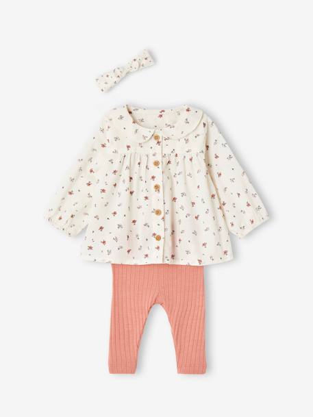 Mädchen Baby-Set: Bluse, Leggings & Haarband rosa 1