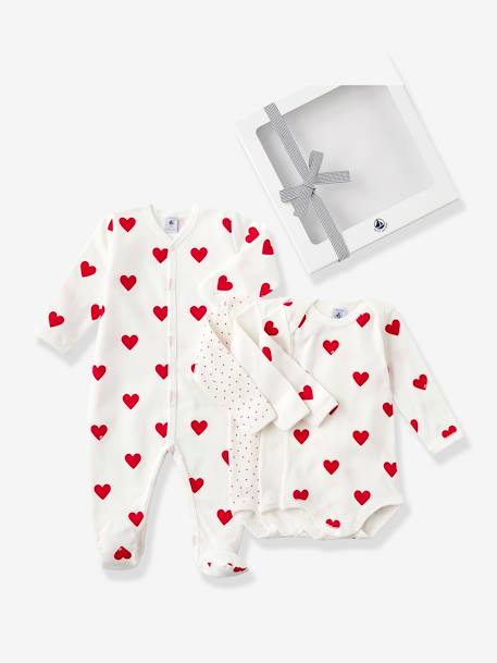 Baby Geschenk-Set mit Herzen PETIT BATEAU blau gestreift 1