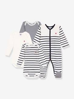 Babymode-Baby-Sets-Baby-Set: Strampler & 3 Bodys mit Streifen PETIT BATEAU