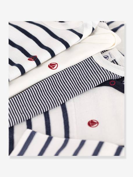 Baby-Set: Strampler & 3 Bodys mit Streifen PETIT BATEAU blau gestreift 3