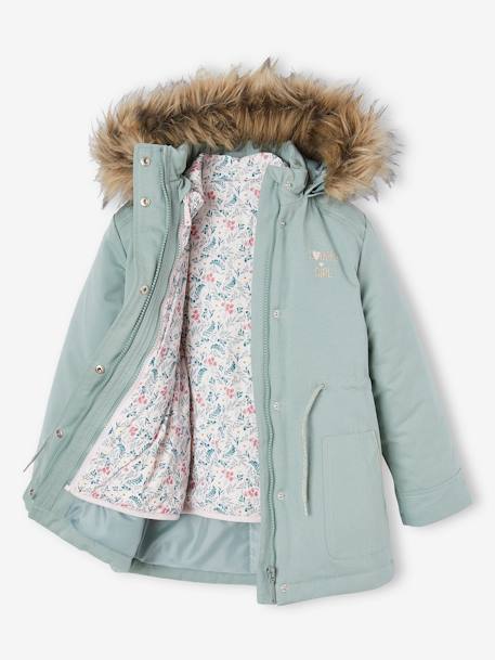 Mädchen 3-in-1-Winterjacke mit Recycling-Polyester - dunkelgrün+dunkelrosa+graugrün+marine - 30