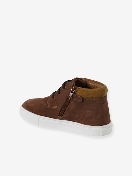 Jungen High-Sneakers aus Leder mit Schnürung braun+marine 3