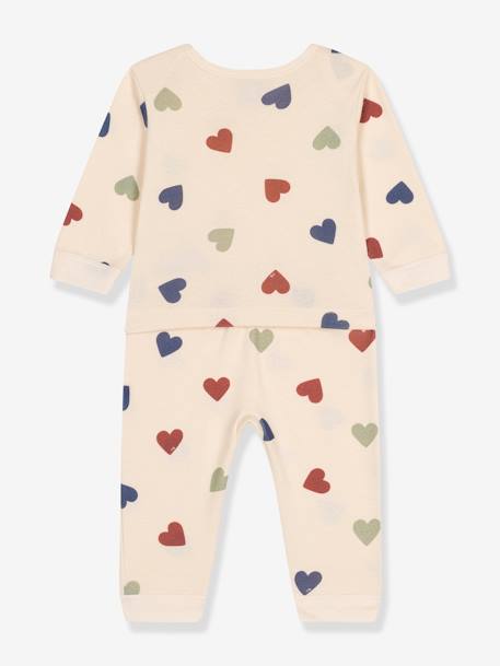 Baby Strampler ohne Fuß PETIT BATEAU, Herzen beige 2