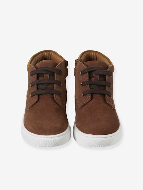 Jungen High-Sneakers aus Leder mit Schnürung braun+marine 4