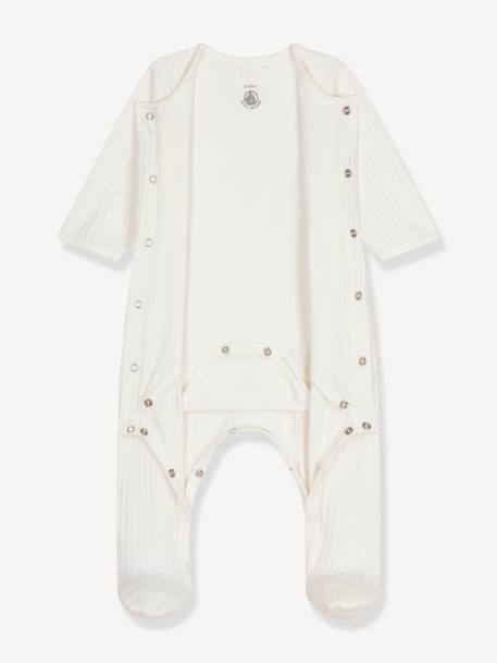 2-in-1-Strampler mit Body PETIT BATEAU, Herzstickerei weiß 3