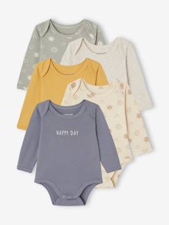 Babymode-5er-Pack Baby Langarm-Bodys in Schlupfform mit Sonnen, Bio-Baumwolle