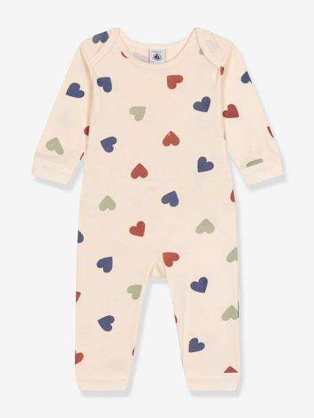 Baby Strampler ohne Fuß PETIT BATEAU, Herzen beige 1