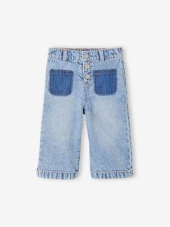 -Weite Mädchen Baby Jeans mit Kontrasteffekt, Bundweite verstellbar