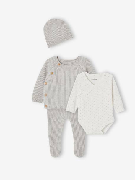 Unisex Baby-Set, 4 Teile grau meliert 2